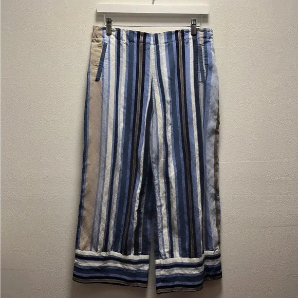 Vilagallo Women’s Crop Wide Leg Strip Pants Size 42 - Picture 1 of 7